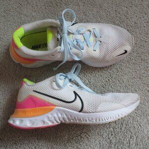 Nike Renew Run Womens Size 8.5 Running Shoes White/Pink Sneakers #CK6360-005